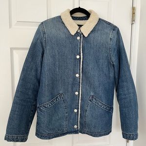 J Crew Denim Swing Sherpa Lined Jacket